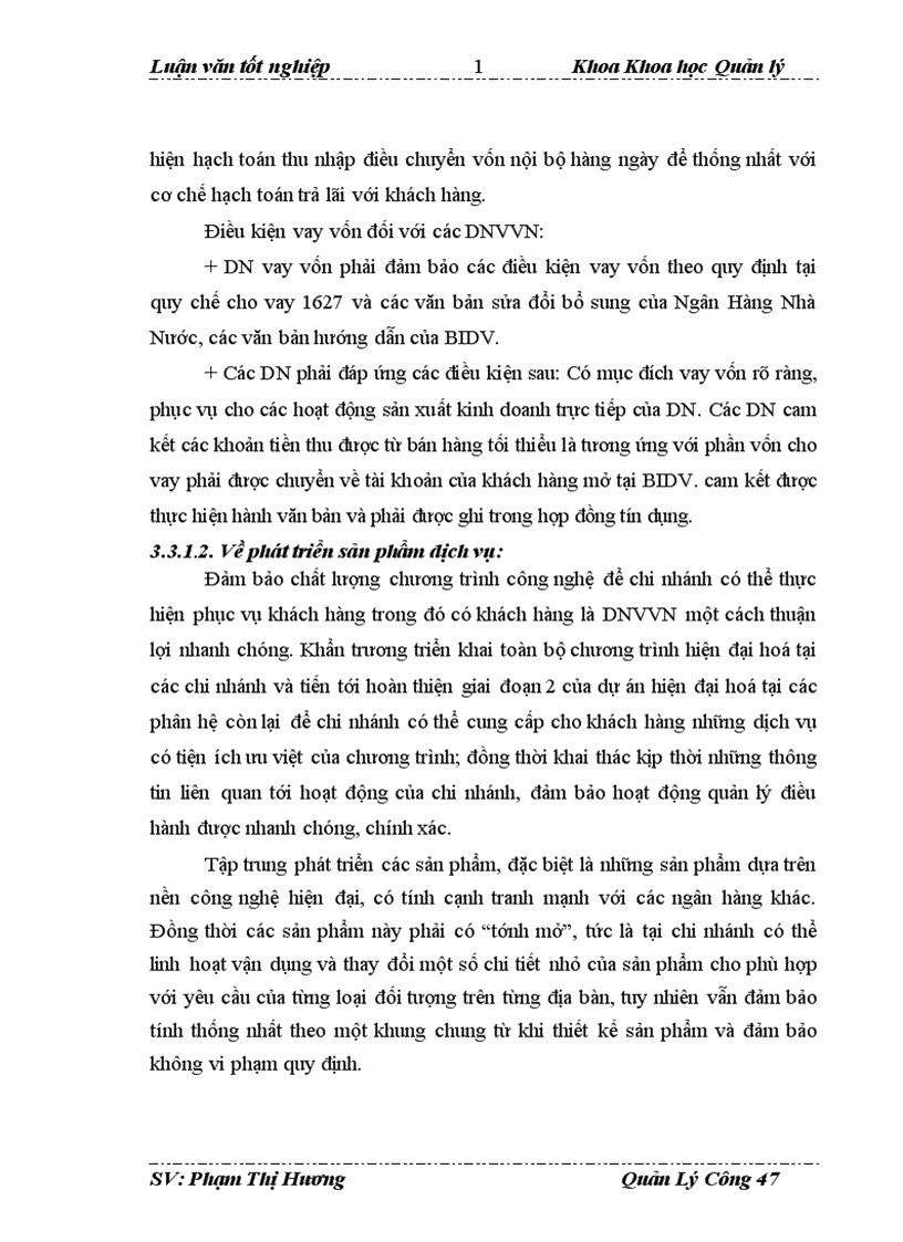 image for page Quản lý hoạt động tín dụng đối với DNVVN tại NHĐT PT Việt Nam chi nhánh Quang Trung 1