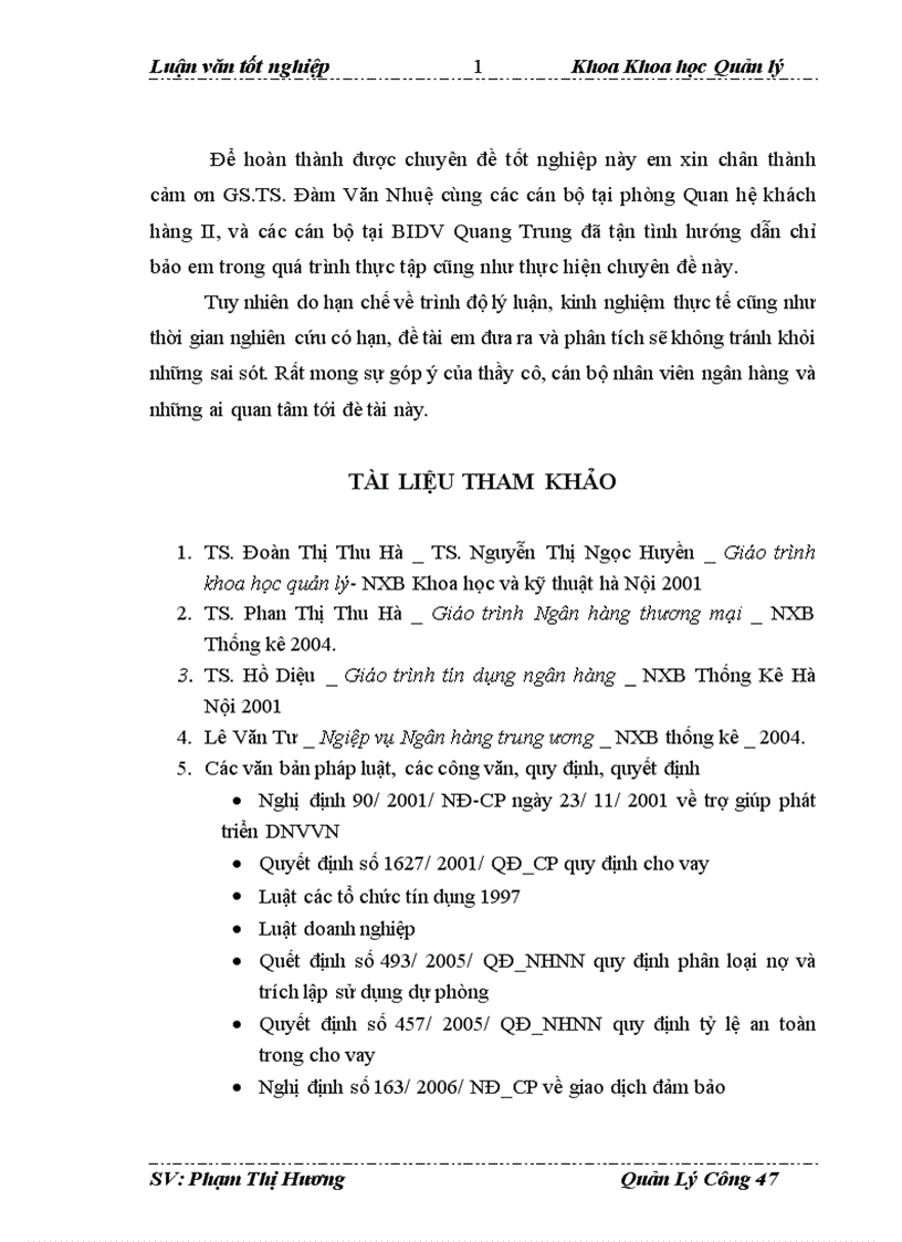 image for page Quản lý hoạt động tín dụng đối với DNVVN tại NHĐT PT Việt Nam chi nhánh Quang Trung 1