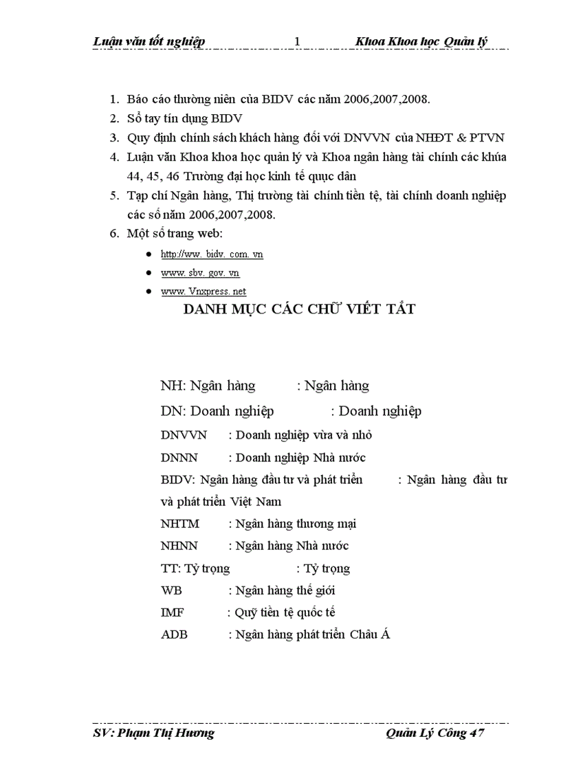image for page Quản lý hoạt động tín dụng đối với DNVVN tại NHĐT PT Việt Nam chi nhánh Quang Trung 1