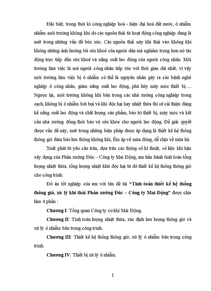 image for page Tính toán thiết kế hệ thống thông gió xử lý khí thải Phân xưởng Đúc Công ty Mai Động 1