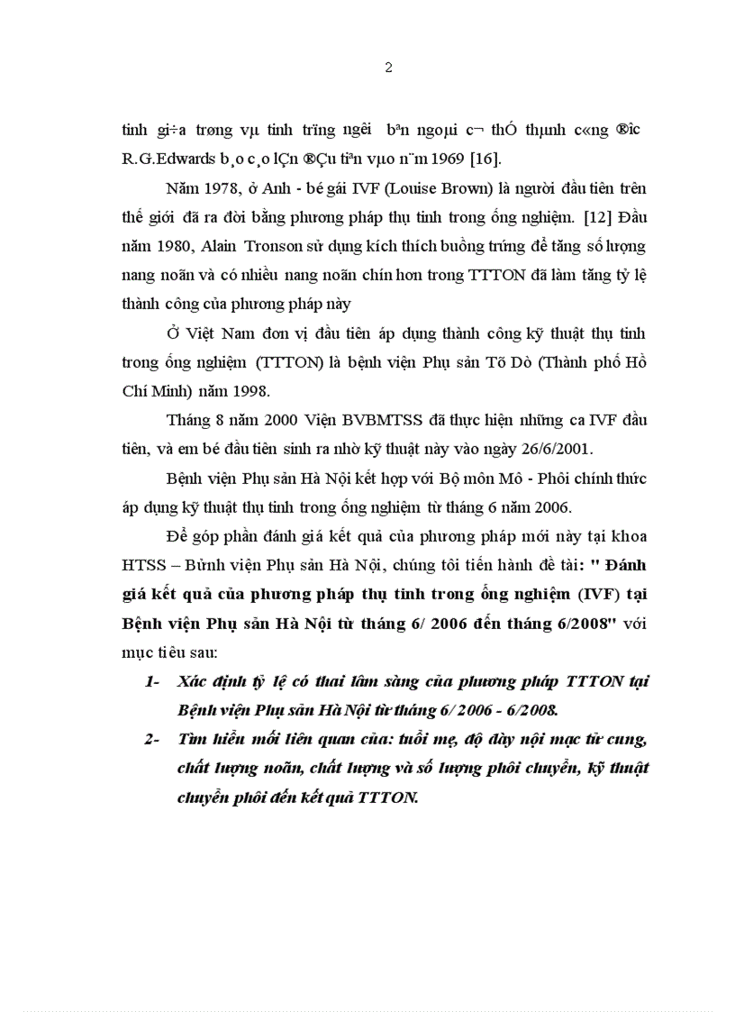 image for page Đánh giá kết quả của phương pháp thụ tinh trong ống nghiệm IVF tại Bệnh viện Phụ sản Hà Nội từ tháng 6 2006 đến tháng 6 2008
