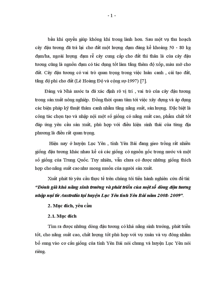 image for page Đánh giá khả năng sinh trưởng và phát triển của một số dòng đậu tương nhập nôi từ Australia tại huyện Lục Yên tỉnh Yên Bái năm 2008 2009