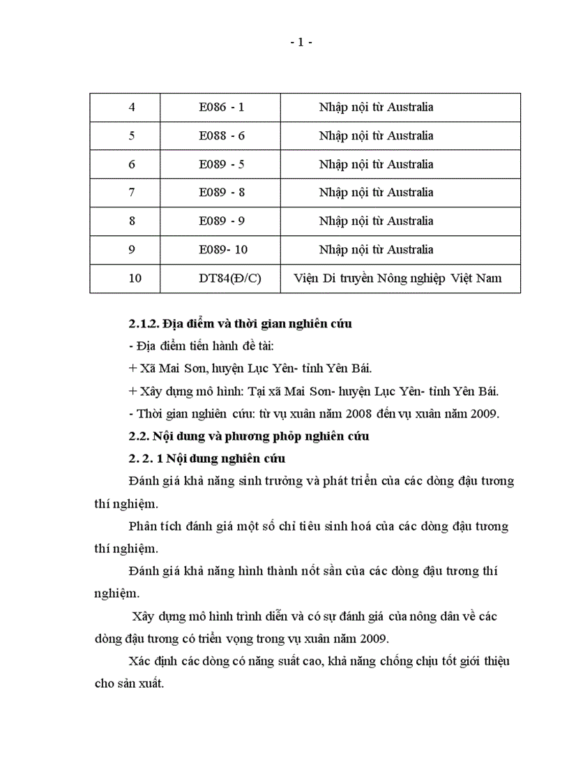 image for page Đánh giá khả năng sinh trưởng và phát triển của một số dòng đậu tương nhập nôi từ Australia tại huyện Lục Yên tỉnh Yên Bái năm 2008 2009