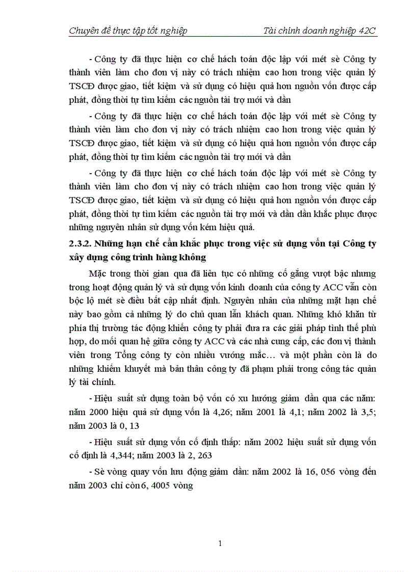 image for page Thực trạng sử dụng vốn tại Công ty xây dựng công trình hàng không ACC 1