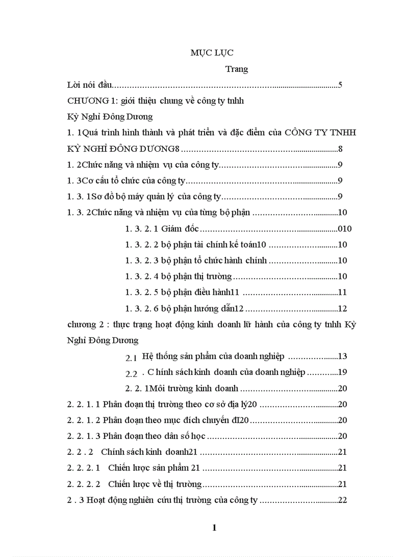 image for page Báo cáo thực tập tổng hợp tại công ty tnhh Kỳ Nghỉ Đông Dương