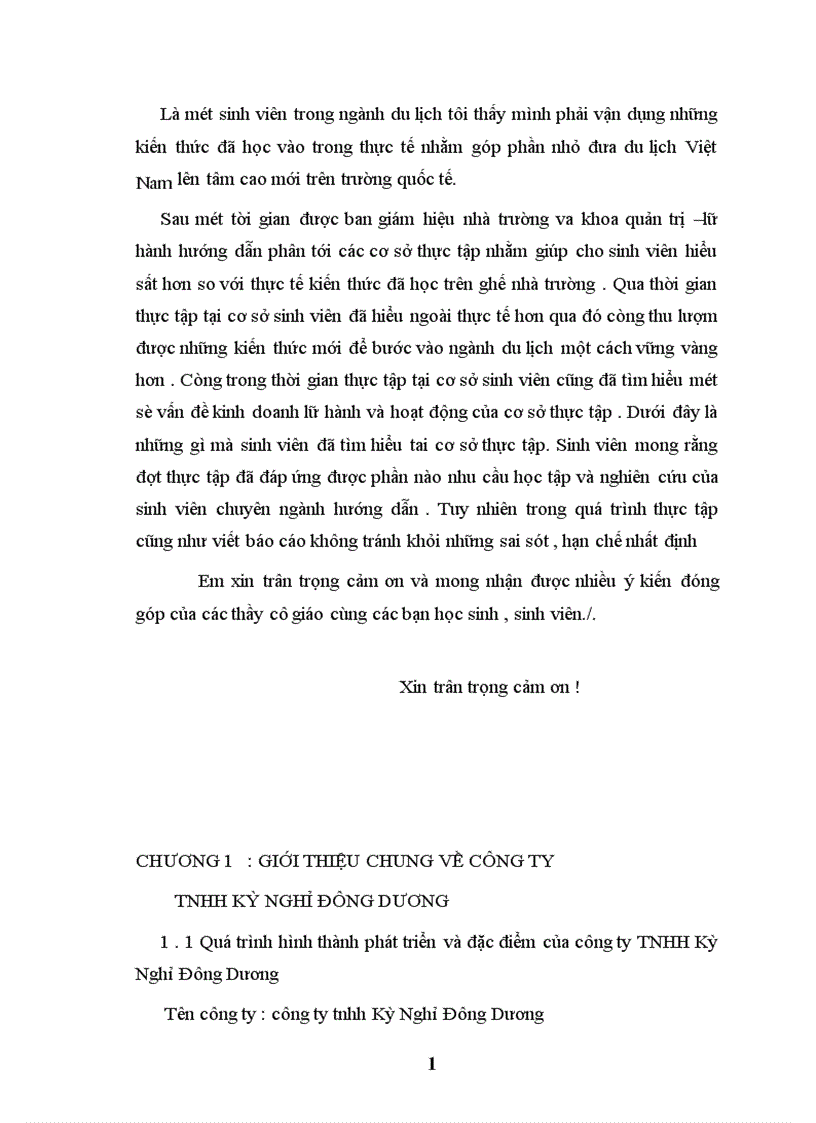 image for page Báo cáo thực tập tổng hợp tại công ty tnhh Kỳ Nghỉ Đông Dương