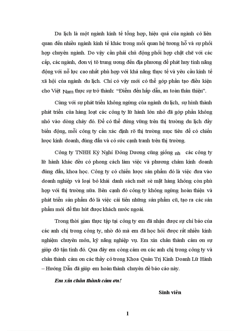 image for page Báo cáo thực tập tổng hợp tại công ty tnhh Kỳ Nghỉ Đông Dương