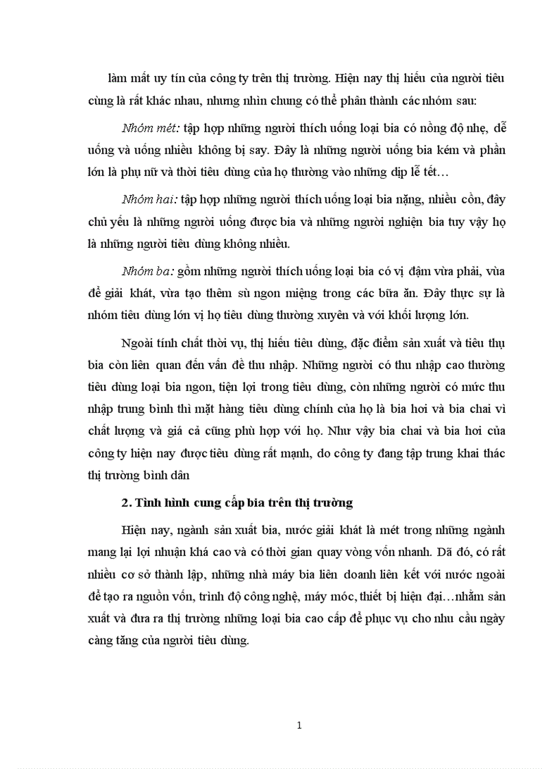 image for page Hoàn thiện hệ thống kênh phân phối nhằm duy trì và mở rộng thị trường tiêu thụ của Công ty bia Hà Nội 1