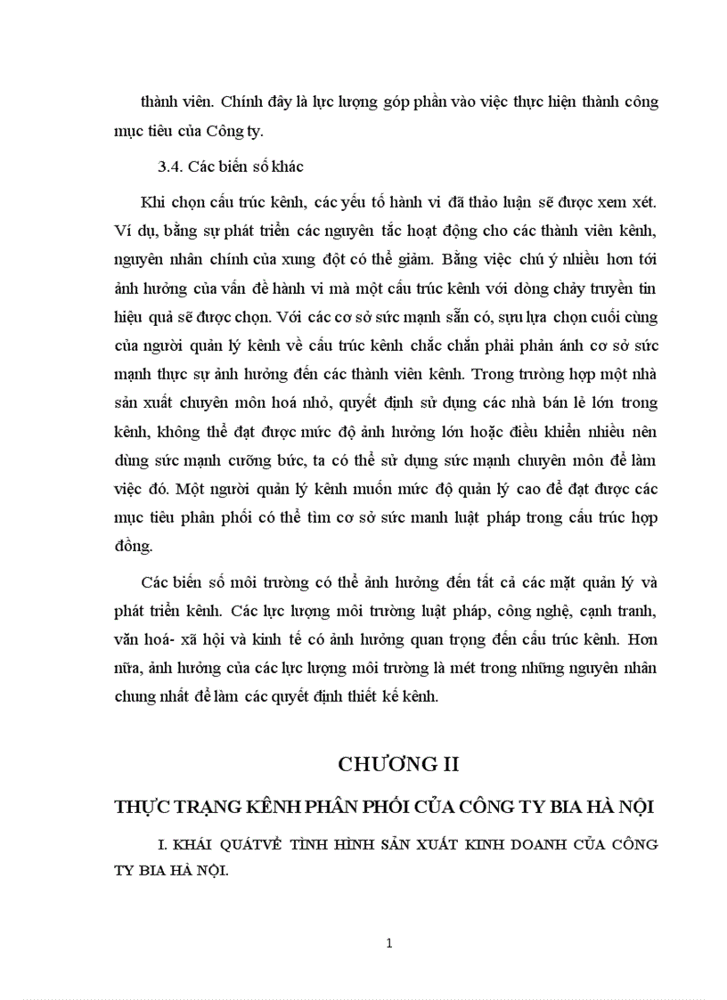 image for page Hoàn thiện hệ thống kênh phân phối nhằm duy trì và mở rộng thị trường tiêu thụ của Công ty bia Hà Nội 1