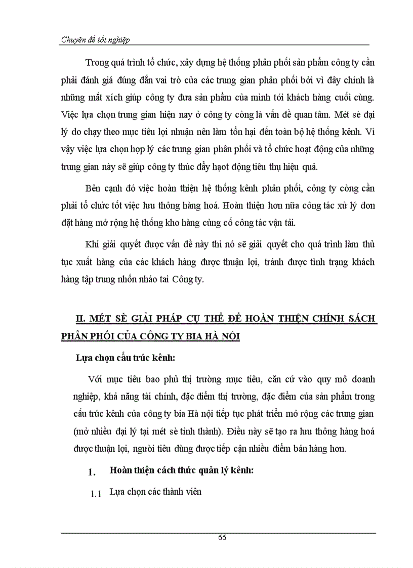 image for page Hoàn thiện hệ thống kênh phân phối nhằm duy trì và mở rộng thị trường tiêu thụ của Công ty bia Hà Nội 1