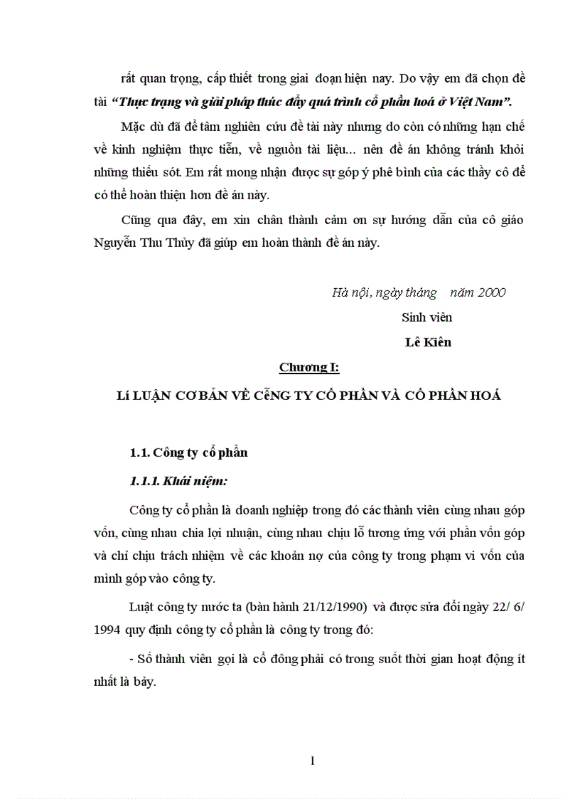 Thực trạng và giải pháp thúc đẩy quá trình cổ phần hoá ở Việt Nam 1