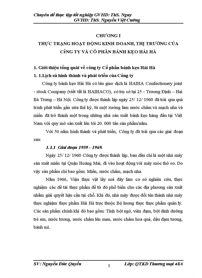 Giải pháp nâng cao năng lực cạnh tranh và mở rộng thị trường tiêu thụ sản phẩm cho công ty cổ phần bánh kẹo Hải Hà 1