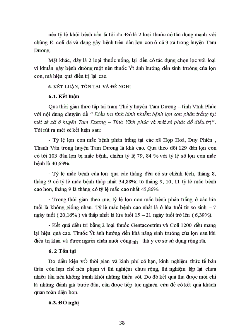 image for page Điều tra tình hình nhiễm bệnh lợn con phân trắng tại một số xã ở huyện Tam Dương tỉnh Vĩnh Phúc và một số phác đồ điều trị