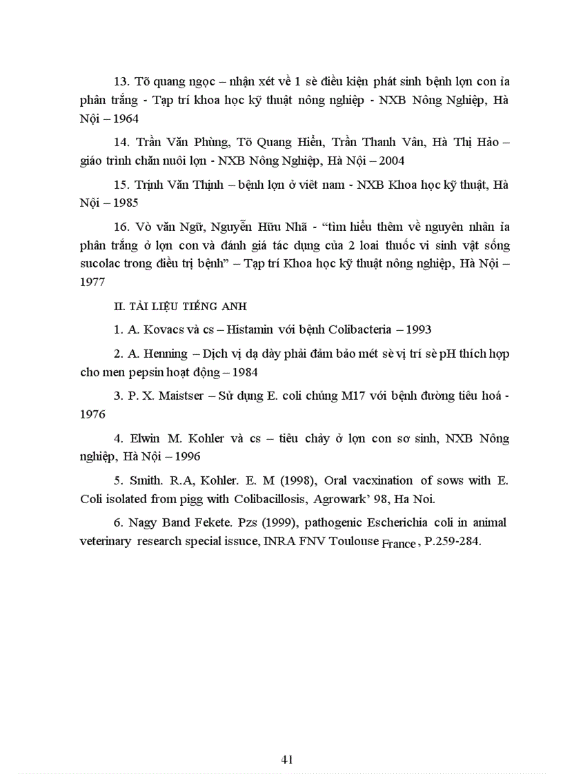 image for page Điều tra tình hình nhiễm bệnh lợn con phân trắng tại một số xã ở huyện Tam Dương tỉnh Vĩnh Phúc và một số phác đồ điều trị