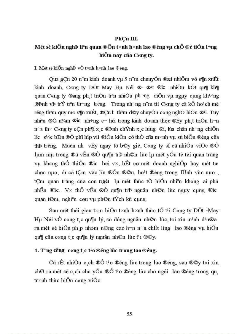 image for page Tổ chức quản lý sử dụng lao động và tiền lương trong công ty Dệt May Hà Nội