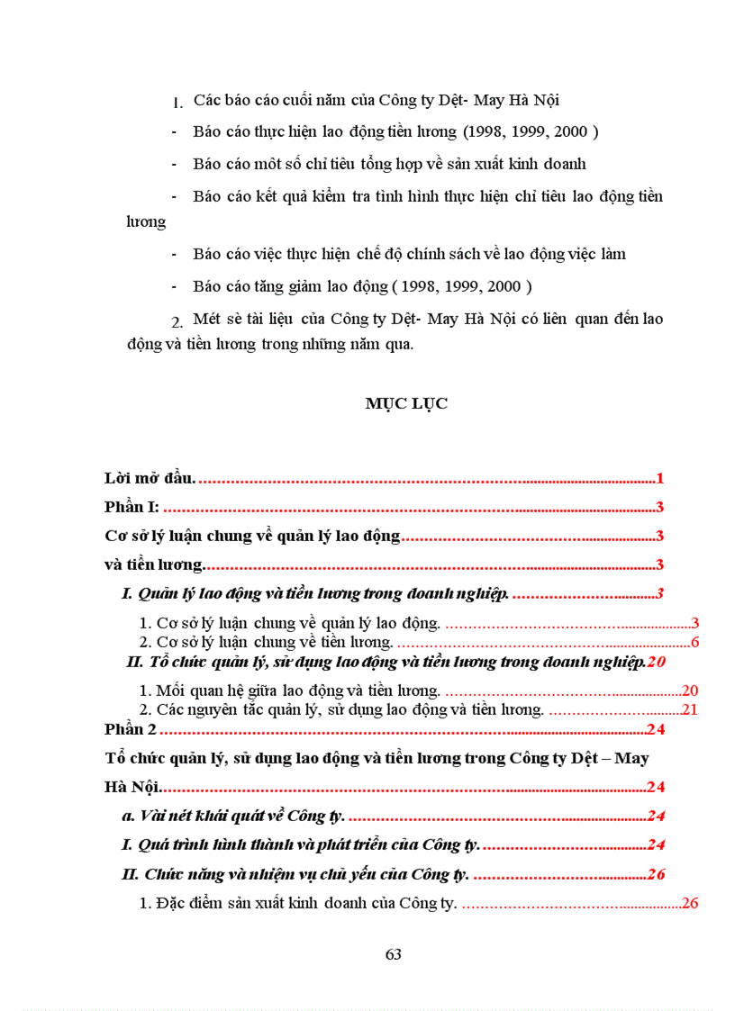 image for page Tổ chức quản lý sử dụng lao động và tiền lương trong công ty Dệt May Hà Nội