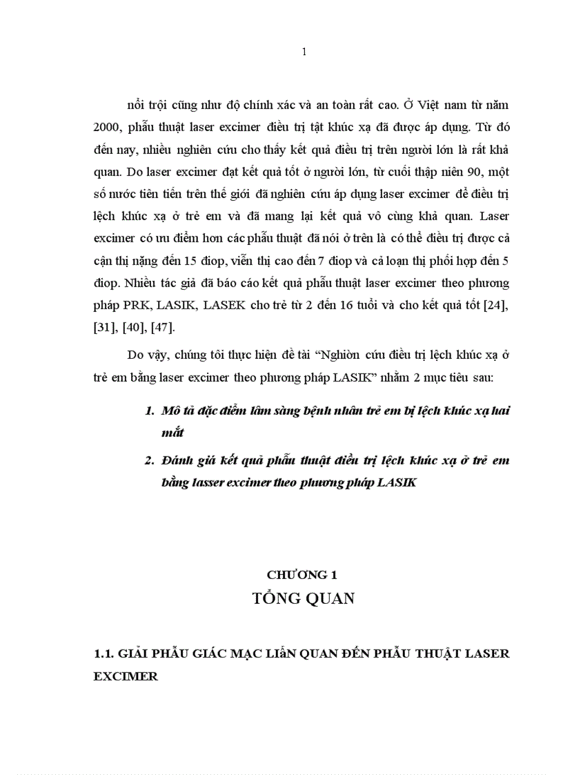 Nghiên cứu điều trị lệch khúc xạ ở trẻ em bằng laser excimer theo phương pháp LASIK 1