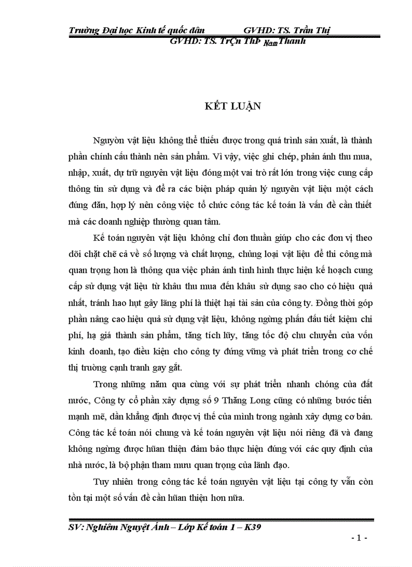 image for page Kế toán nguyên vật liệu ở Công ty Cổ Phần Xây dựng số 9 Thăng Long