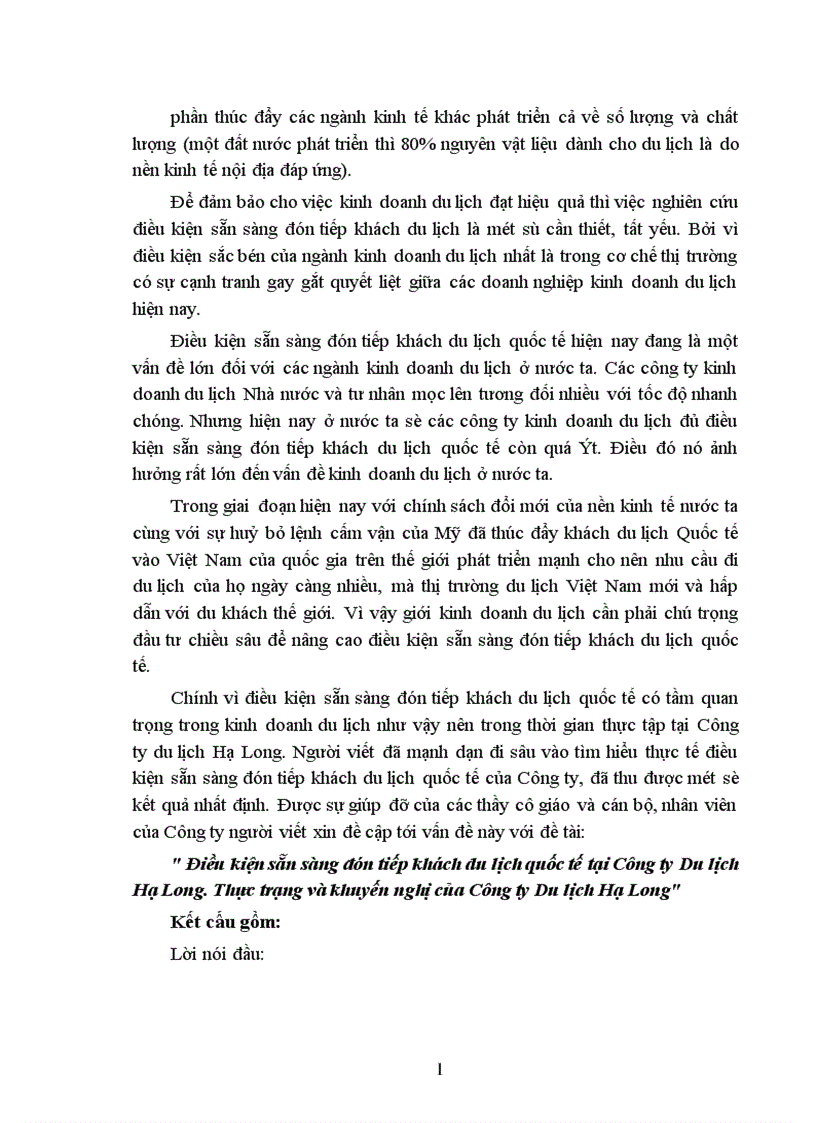 image for page Điều kiện sẵn sàng đón tiếp khách du lịch quốc tế tại Công ty Du lịch Hạ Long Thực trạng và khuyến nghị của Công ty Du lịch Hạ Long