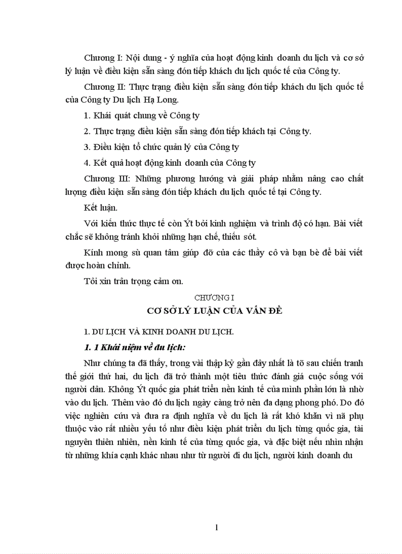 image for page Điều kiện sẵn sàng đón tiếp khách du lịch quốc tế tại Công ty Du lịch Hạ Long Thực trạng và khuyến nghị của Công ty Du lịch Hạ Long
