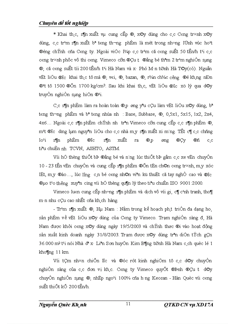 image for page Xây dựng và tổ chức thực hiện kế hoạch tiêu thụ bê tông thương phẩm và đá tại Công ty Cổ phần Vimeco