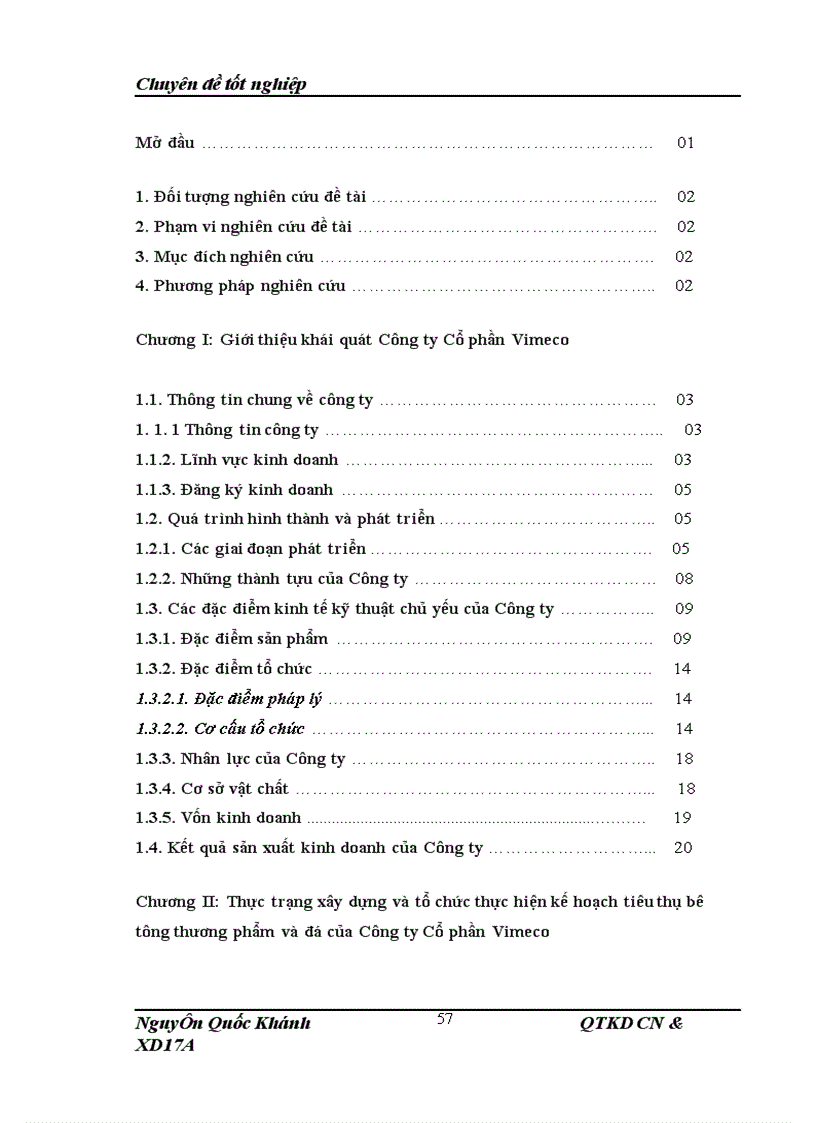 image for page Xây dựng và tổ chức thực hiện kế hoạch tiêu thụ bê tông thương phẩm và đá tại Công ty Cổ phần Vimeco