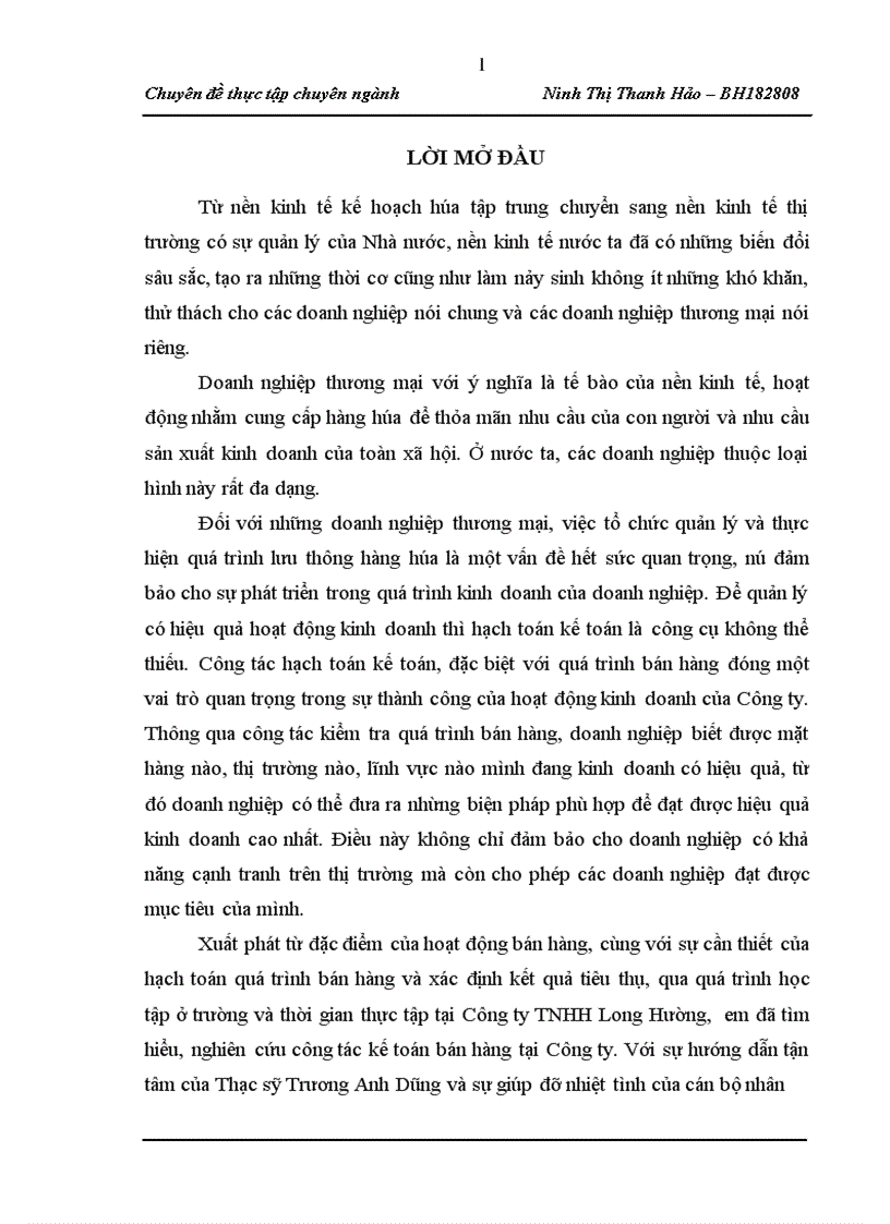 image for page Kế toán bán hàng và xác định kết quả tiêu thụ tại Công ty TNHH Long Hường