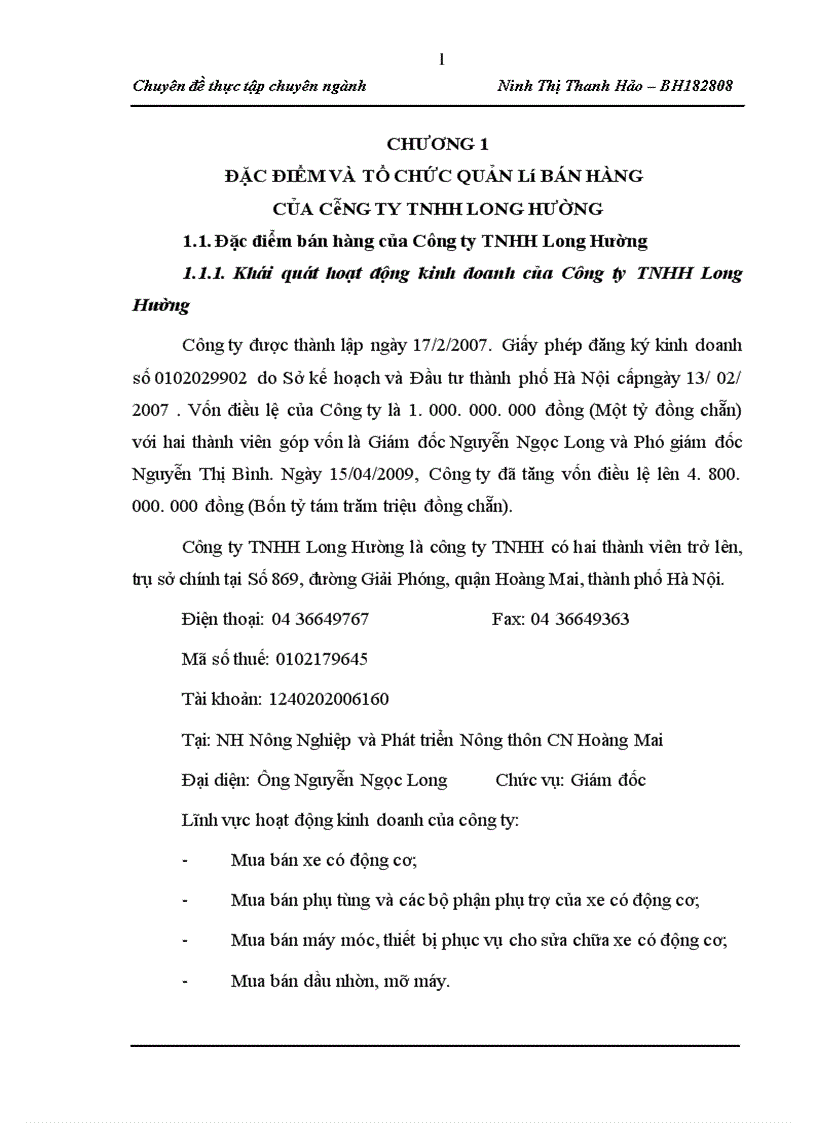 image for page Kế toán bán hàng và xác định kết quả tiêu thụ tại Công ty TNHH Long Hường