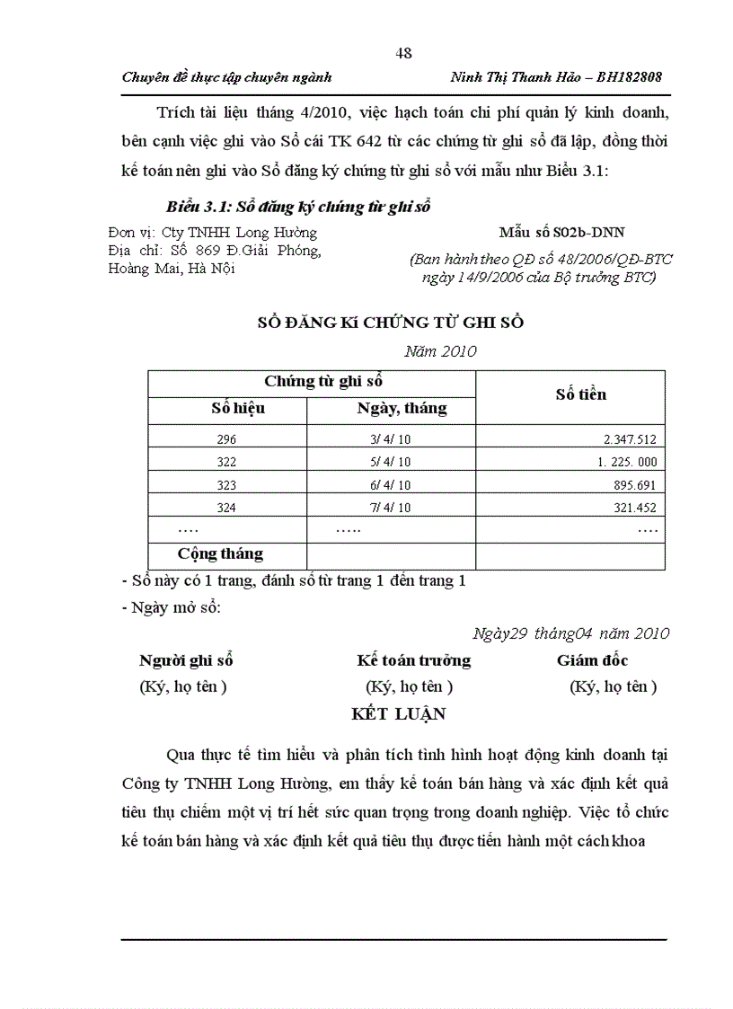 image for page Kế toán bán hàng và xác định kết quả tiêu thụ tại Công ty TNHH Long Hường