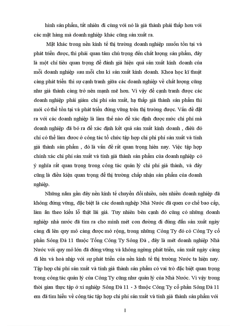 image for page Tổ Chức công tác kế toán chi phí sản xuất và tính giá thành sản phẩm xây lắp ở Xí Nghiệp Sông Đà 11 3 Công Ty Cổ Phần Sông Đà 11 1