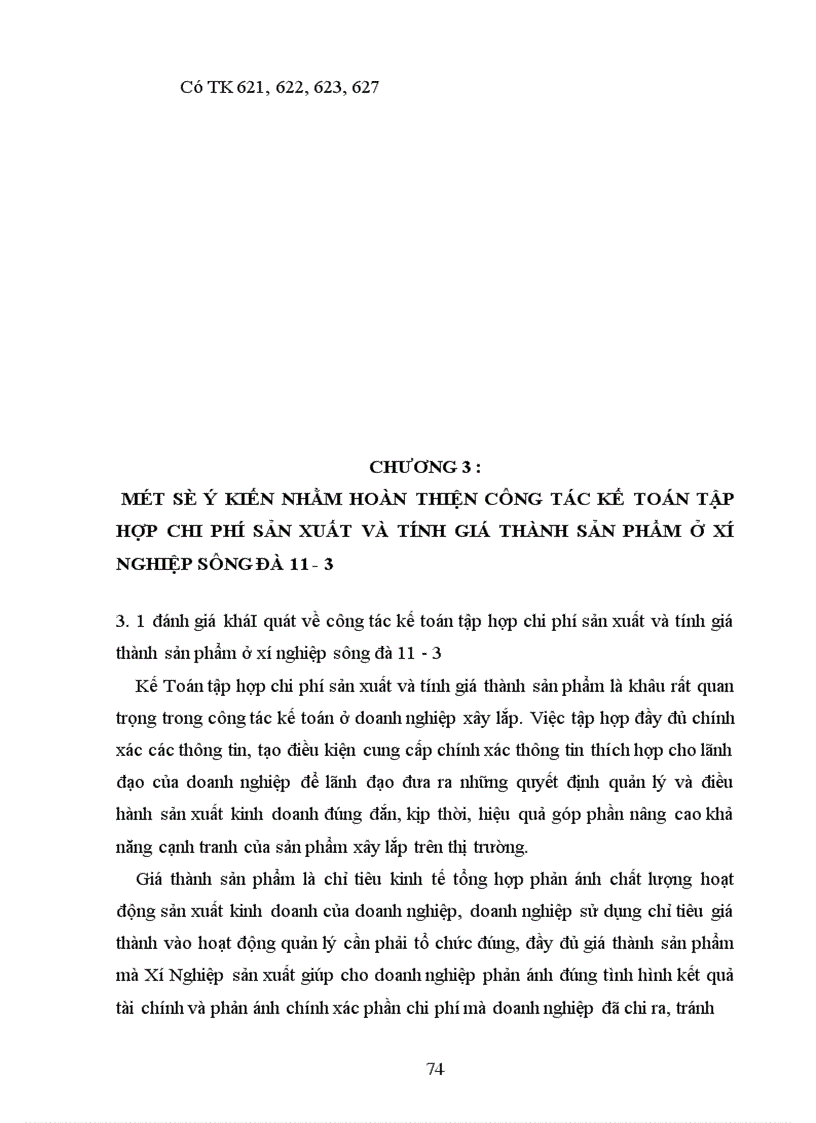 image for page Tổ Chức công tác kế toán chi phí sản xuất và tính giá thành sản phẩm xây lắp ở Xí Nghiệp Sông Đà 11 3 Công Ty Cổ Phần Sông Đà 11 1
