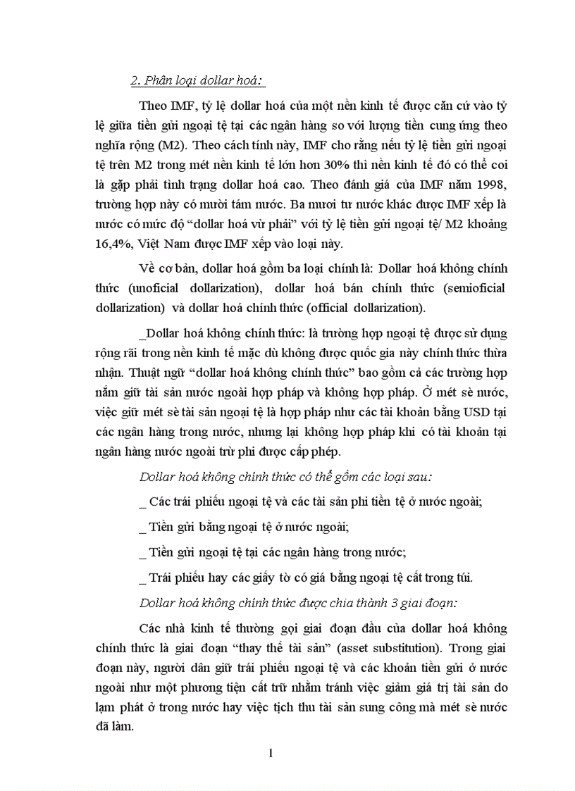 Nguyên nhân thực trạng và giải pháp cần thiết chống dollar hoá trong nền kinh tế nước ta