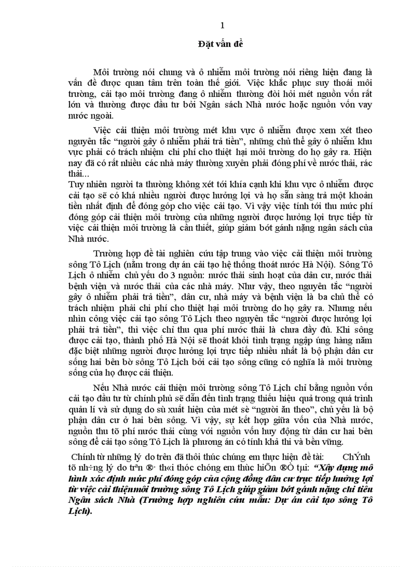 image for page Xây dựng mô hình xác định mức phí đóng góp của cộng đồng dân cư trực tiếp hưởng lợi từ việc cải thiệnmôi trường sông Tô Lịch giúp giảm bớt gánh nặng chi tiêu Ngân sách Nhà nước