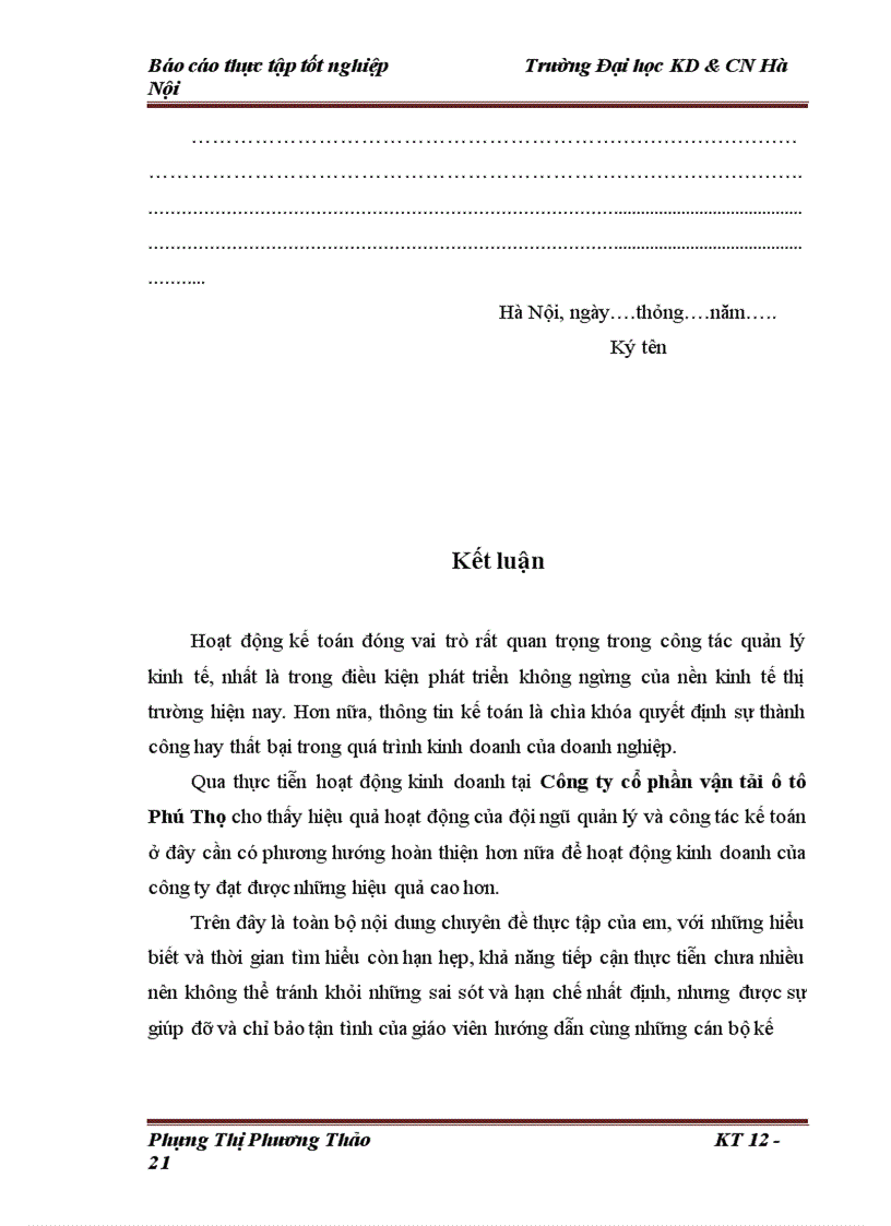 image for page Báo cáo thực tập tốt nghiệp về Công ty cổ phần vận tải ôtô Phú Thọ