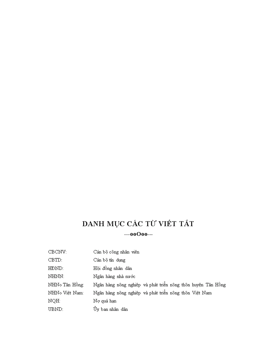 image for page Phân tích hoạt động tín dụng tại NHNN và PTNT Huyện Tân Hồng