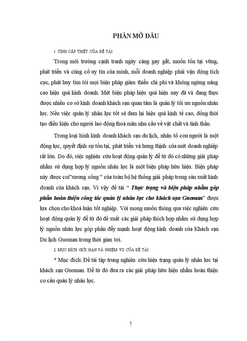 image for page Thực trạng và biện pháp nhằm góp phần hoàn thiện công tác quản lý nhân lực cho khách sạn Guoman 1
