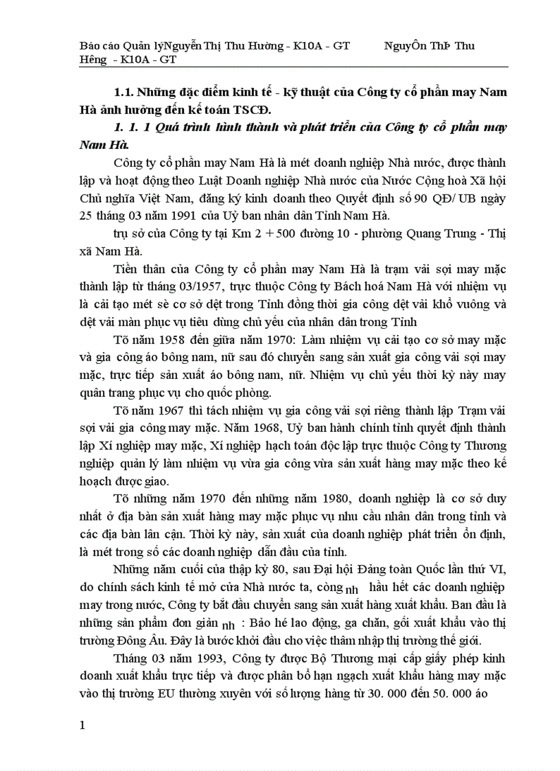 image for page Công tác quản lý TSCĐ và nâng cao hiệu quả sử dụng TSCĐ tại Công ty cổ phần may Nam Hà 1