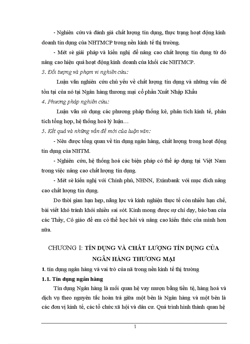 image for page Chất lượng tín dụng ngân hàng hiện trạng và giải pháp nâng cao chất lượng tín dụng tại NHTMCP Eximbank Hà Nội 1