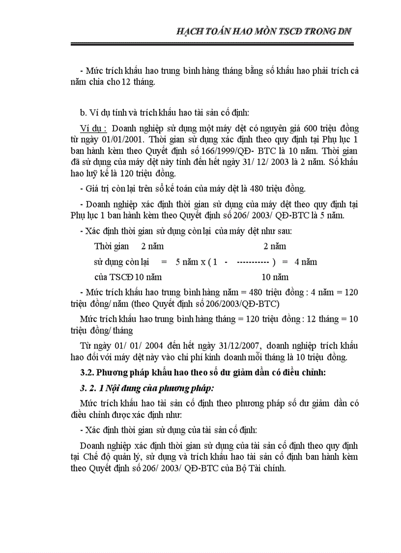 image for page Hạch toán hao mòn TS trong dn