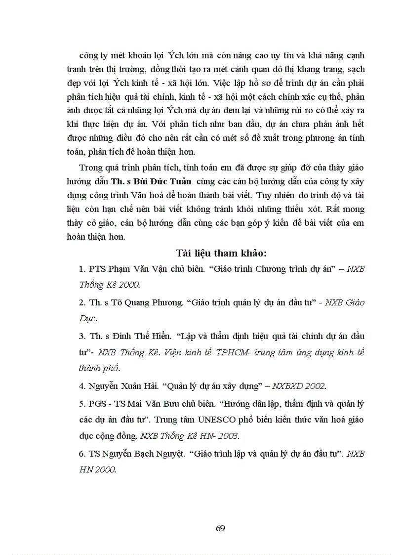 image for page Phương pháp đánh giá hiệu quả tài chính kinh tế xã hội của dự án xây dựng ứng dụng dự án xây dựng tổ hợp nhà cao tầng của Công ty Xây dựng Công trình Văn hoá 1