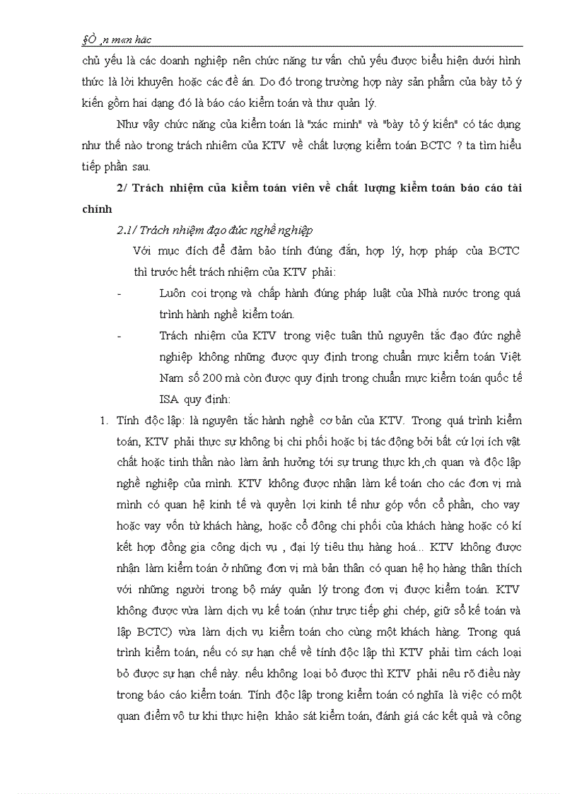 image for page Mối quan hệ giữa chức năng kiển toán với trách nhiệm của kiển toán viên về chất lượng kiểm toán báo cáo tài chính 1