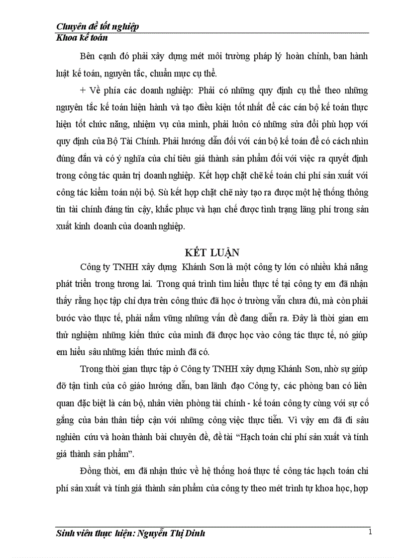 image for page Hạch toán chi phí sản xuất và tính giá thành sản phẩm tại Công ty TNHH xây dựng Khánh Sơn 1