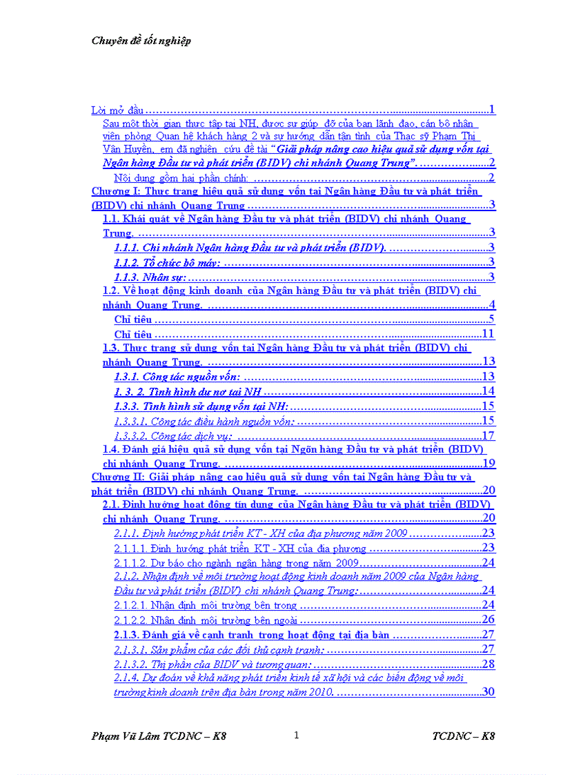 image for page Giải pháp nâng cao hiệu quả sử dụng vốn tại Ngân hàng Đầu tư và phát triển BIDV chi nhánh Quang Trung 1