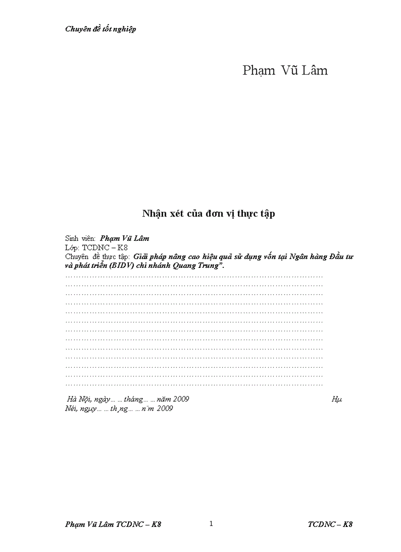 image for page Giải pháp nâng cao hiệu quả sử dụng vốn tại Ngân hàng Đầu tư và phát triển BIDV chi nhánh Quang Trung 1