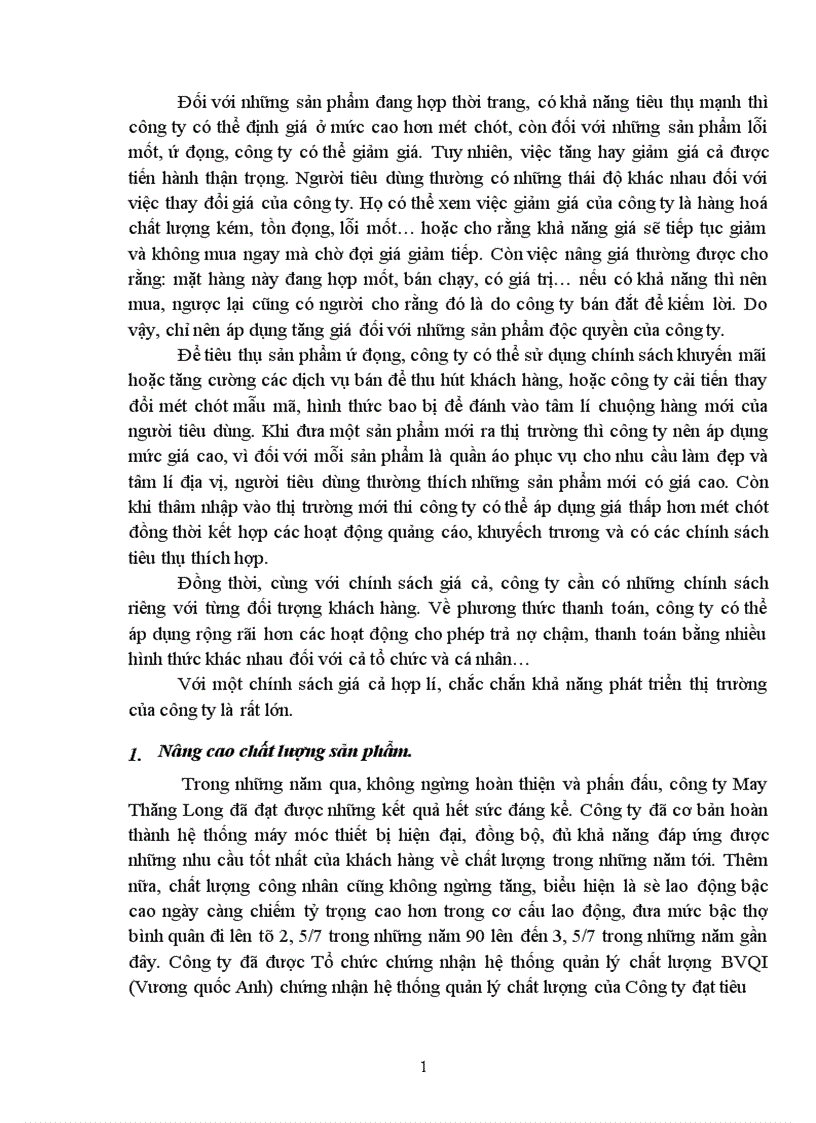 image for page Biện pháp nhằm đẩy mạnh tiêu thụ sản phẩm trên thị trường nội địa của công ty May Thăng Long 1