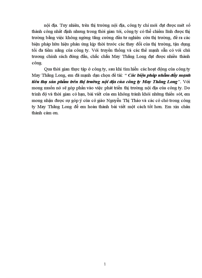 image for page Biện pháp nhằm đẩy mạnh tiêu thụ sản phẩm trên thị trường nội địa của công ty May Thăng Long 1