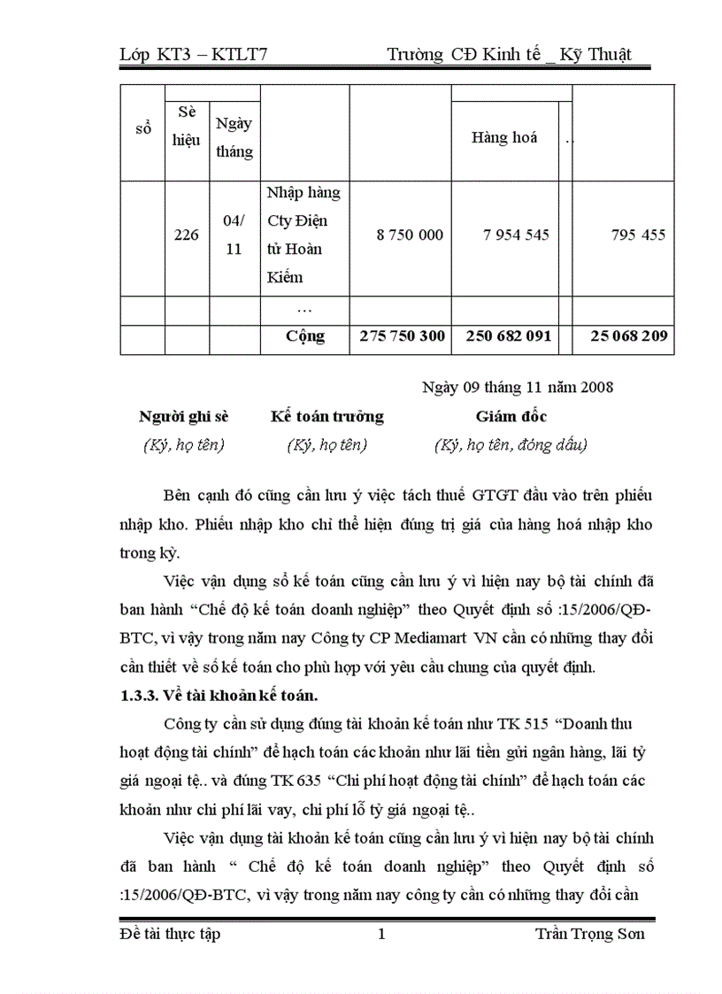 image for page Tổ chức kế toán bán hàng và xác định kết quả bán hàng ở Công ty Cụng ty CP Mediamart VN 1