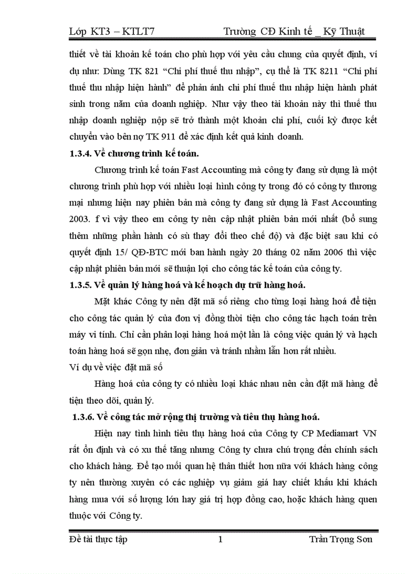 image for page Tổ chức kế toán bán hàng và xác định kết quả bán hàng ở Công ty Cụng ty CP Mediamart VN 1