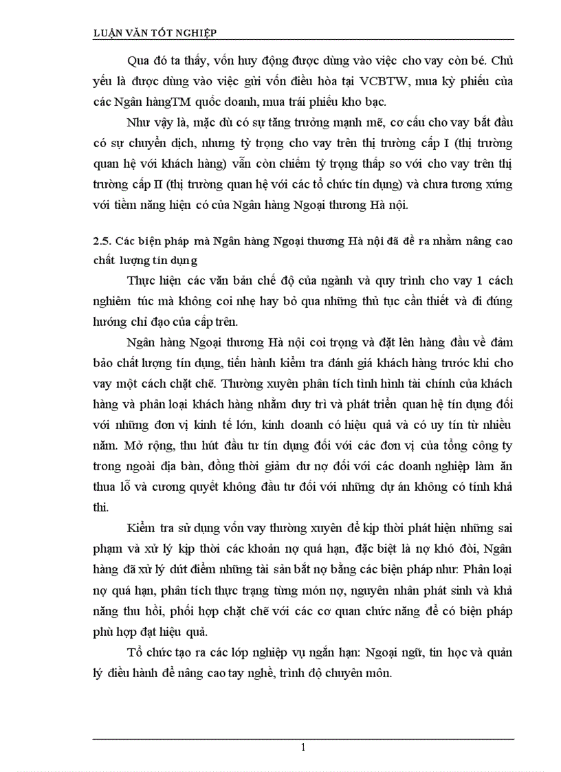 image for page Giải pháp nâng cao chất lượng tín dụng tại Ngân hàng Ngoại thương Hà Nội 1