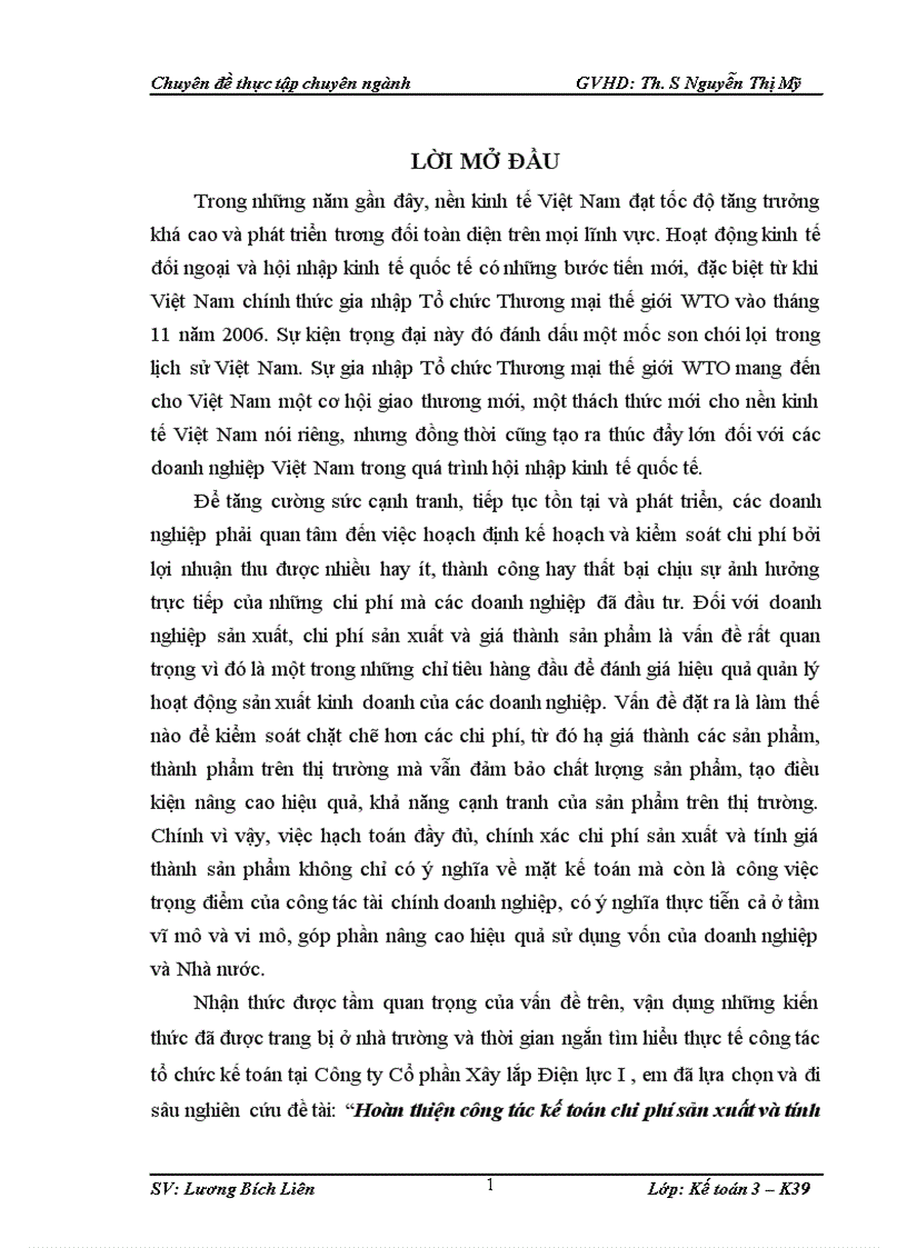 image for page Hoàn thiện công tác kế toán chi phí sản xuất và tính giá thành sản phẩm tại Công ty Cổ phần Xây lắp Điện lực I 1